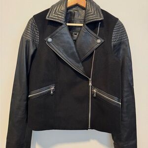 Marc by Marc Jacobs Wool & Leather Moto Jacket Lamb Leather Sleeves size Small